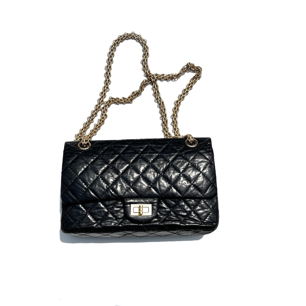 Authentic CHANEL Black 225 2005 Reissue 2.55 Leather Crossbody Bag